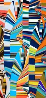 Vibrant abstract wallpaper with colorful stripes.