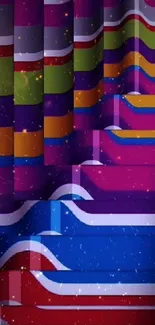 Vibrant abstract stripes wallpaper with colorful waves.