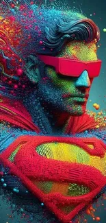 Vibrant superhero illustration with colorful design.