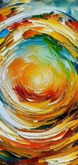 Vibrant abstract swirl art with dynamic, colorful strokes.