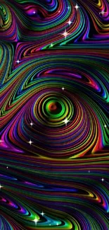 Vibrant, colorful abstract swirl wallpaper with psychedelic patterns.