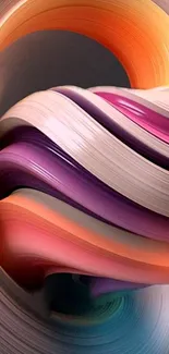 Vibrant abstract swirl wallpaper with orange and purple gradients.