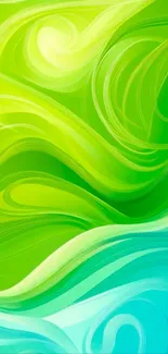 Abstract swirl design with vibrant green and blue hues.