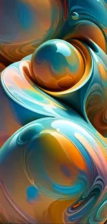 Vibrant abstract swirl design with teal and orange hues.