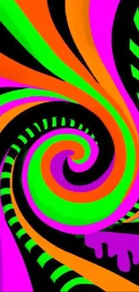 Vibrant abstract neon swirl wallpaper for mobile with dynamic colors.