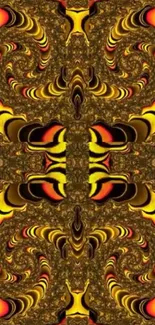 Golden and vibrant abstract swirl wallpaper with intricate patterns.