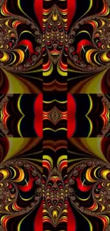 Vibrant abstract swirl wallpaper with red and yellow tones.