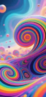 Vibrant abstract swirl with colorful patterns.