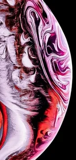 Vibrant red and pink abstract swirl wallpaper for mobile screens.