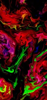 Vibrant abstract swirl wallpaper with red and green hues.