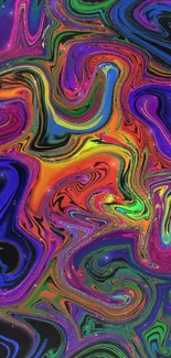 Colorful abstract swirl design wallpaper with vibrant psychedelic patterns.