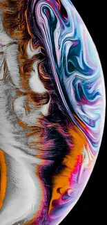 Abstract swirl design with vibrant colors and black background.