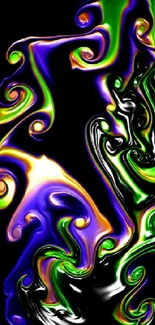 Vibrant abstract swirl wallpaper with electric hues.