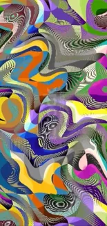Vibrant abstract swirls in a colorful pattern wallpaper.