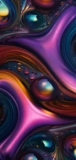 Vibrant abstract swirls in purple and blue hues creating a stunning mobile wallpaper.