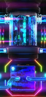 Colorful neon tech art wallpaper with vibrant digital tubes.