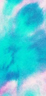 Colorful tie-dye abstract wallpaper in teal and purple tones.