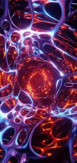 Vibrant abstract tunnel art with neon glow.