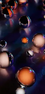Vibrant mobile wallpaper of abstract water droplets with colorful hues.