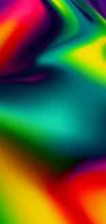 Vibrant abstract wave wallpaper with colorful fluid art design.