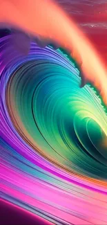 Vibrant abstract wave with colorful gradients.