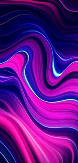 Vibrant neon pink and blue abstract wave design.