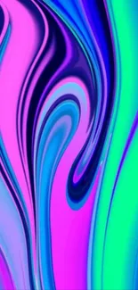 Vibrant abstract wave design in blue and pink.