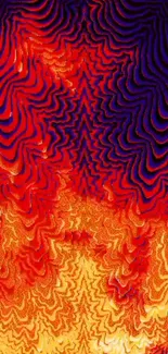 Vibrant abstract wave pattern with crimson and orange colors for mobile wallpaper.