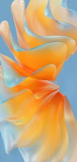 Vibrant abstract wave with orange and blue color palette on a phone screen.