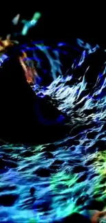 Vibrant abstract waves with blues and greens in motion.