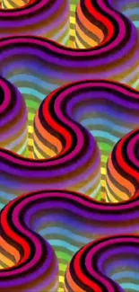 Vibrant abstract wallpaper with colorful wave pattern.