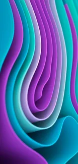 Vibrant purple and teal abstract wave design wallpaper.