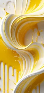 Yellow and white swirl abstract wallpaper design on mobile.