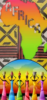 Vibrant African art mobile wallpaper with colorful tribal design.