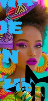 Vibrant Afro pop art wallpaper with colorful design elements.