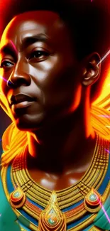 Stunning Afrocentric digital art portrait with vibrant colors and patterns.