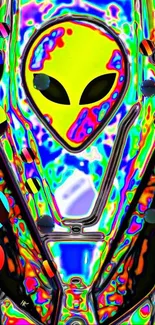 Vibrant abstract alien art wallpaper with psychedelic colors.