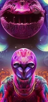 Colorful alien art wallpaper with vibrant purple hues.