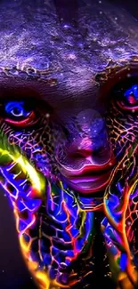 Vibrant alien art wallpaper with colorful, futuristic design elements.