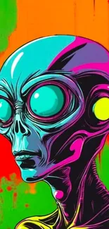 Vibrant alien illustration with bold colors and radiant design.