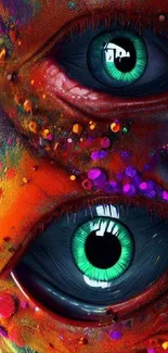 Colorful alien eyes with vibrant surreal details in digital art style.