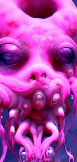 Vibrant pink alien octopus art wallpaper for mobile.