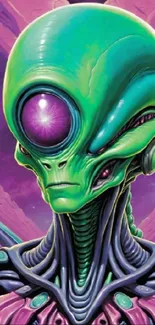 Green alien art wallpaper in sci-fi style with vibrant colors.