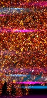 Amber textured wallpaper with neon glow and vibrant colors.