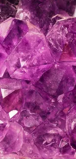 Close-up of vibrant amethyst crystals with stunning purple shades.