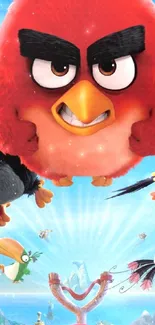 Vibrant Angry Birds mobile wallpaper with colorful characters.