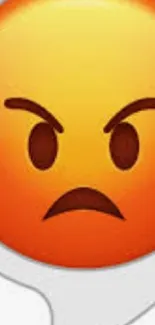 Angry emoji with orange and yellow gradient on mobile wallpaper.