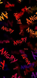 Colorful 'Angry' graffiti text on dark wallpaper.