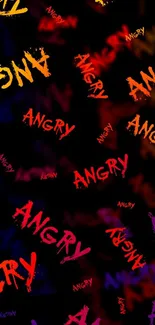 Colorful 'Angry' text on black background wallpaper.