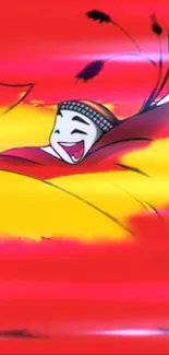 Vibrant animated character with red and yellow energy.